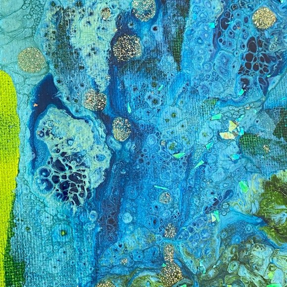 Sea Song Cove - Original Art Handmade Blue Green Mixed Media Artwork by Tristina - Picture 7 of 10